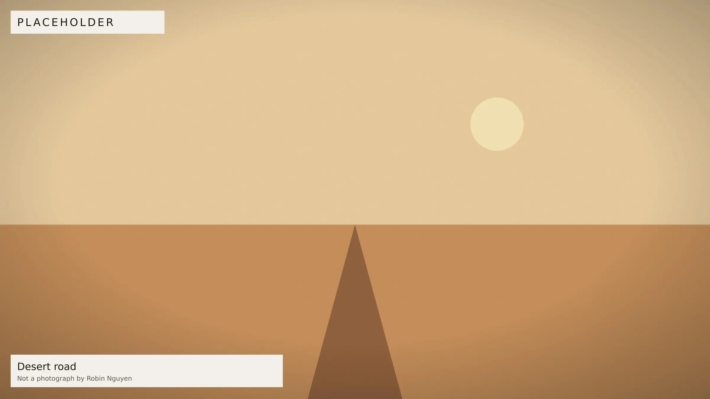 Placeholder — Desert road. Placeholder image, not a photograph by Robin Nguyen.